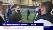 Emmanuel Macron est en déplacement à Pont-Sainte-Marie (Aube) pour marquer la reprise des activités sportives en intérieur pour les mineurs