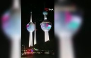 Kuveyt Kuleleri'ne Filistin bayrağı silüeti yansıtıldı