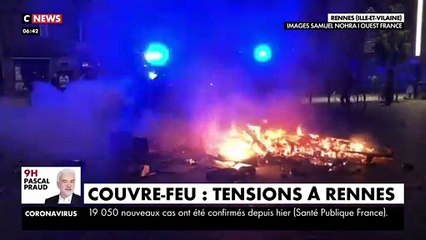 Rennes - La première soirée de déconfinement dégénère : Des centaines de jeunes refusent de rentrer à 21h, la police attaquée avec des projectiles et un feu allumé en pleine ville