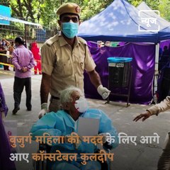 Heartwarming Video Of A Policeman Helping A Senior Citizen Woman To Fulfil Her Wish To Get Vaccinated