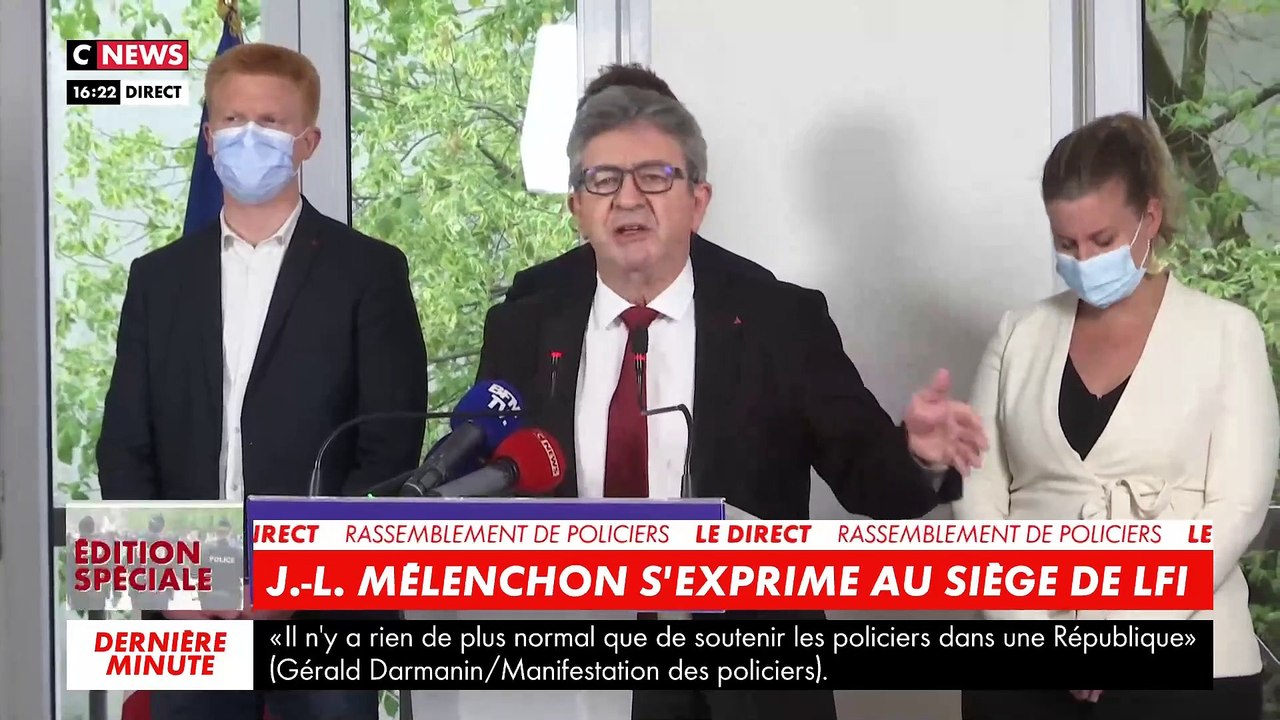 Jean-Luc Mélenchon provoque la colère des policiers en affirmant hier que leur manifestation devant l'Assemblée est "factieuse"