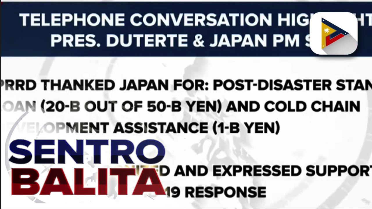 Pag-uusap ni Pres. Duterte at Japanese PM Suga, naging produktibo; Japanese PM Suga, naghayag ng suporta sa COVID-19 response ng Pilipinas