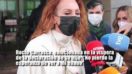 Rocío Carrasco, emocionada antes de la declaración de su hijo ante el juez