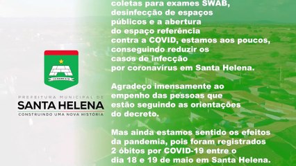 Prefeitura de Santa Helena renova decreto e amplia restrições após dois óbitos por Covid-19 no município