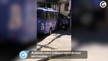 Acidente entre ônibus e carro de luxo em Colatina