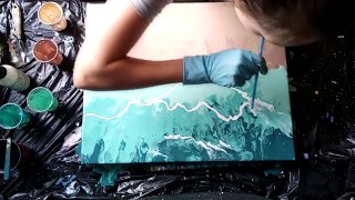 #12 Diy Beach Acrylic Pour Painting |Fluid Art Easy For Beginners|