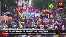 Van 26 manifestantes muertos según gobierno de Colombia