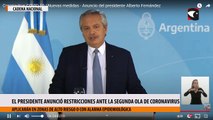 El Presidente anunció restricciones ante la segunda ola de coronavirus