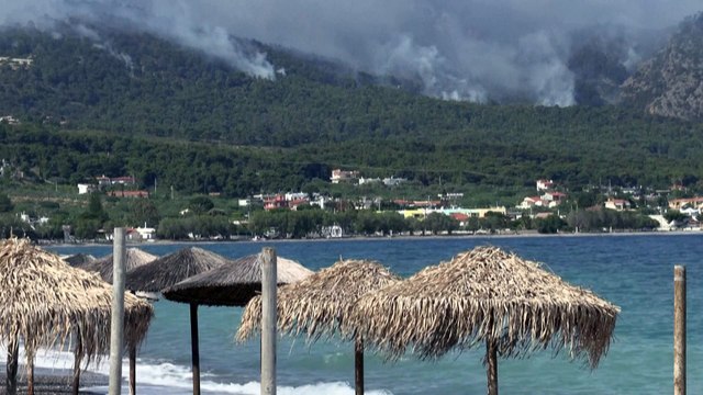 Les pompiers grecs face aux flammes, les vent s'est renforcé, des centaines d'évacuations