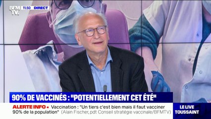Alain Fischer estime que les 90% de la population vaccinée pourraient être atteints "potentiellement au cours de l'été"