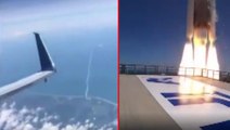 Yolcu uçağından dışarı bakan yolcular gözlerine inanamadı! Fırlatılan roketi anbean kayda aldılar