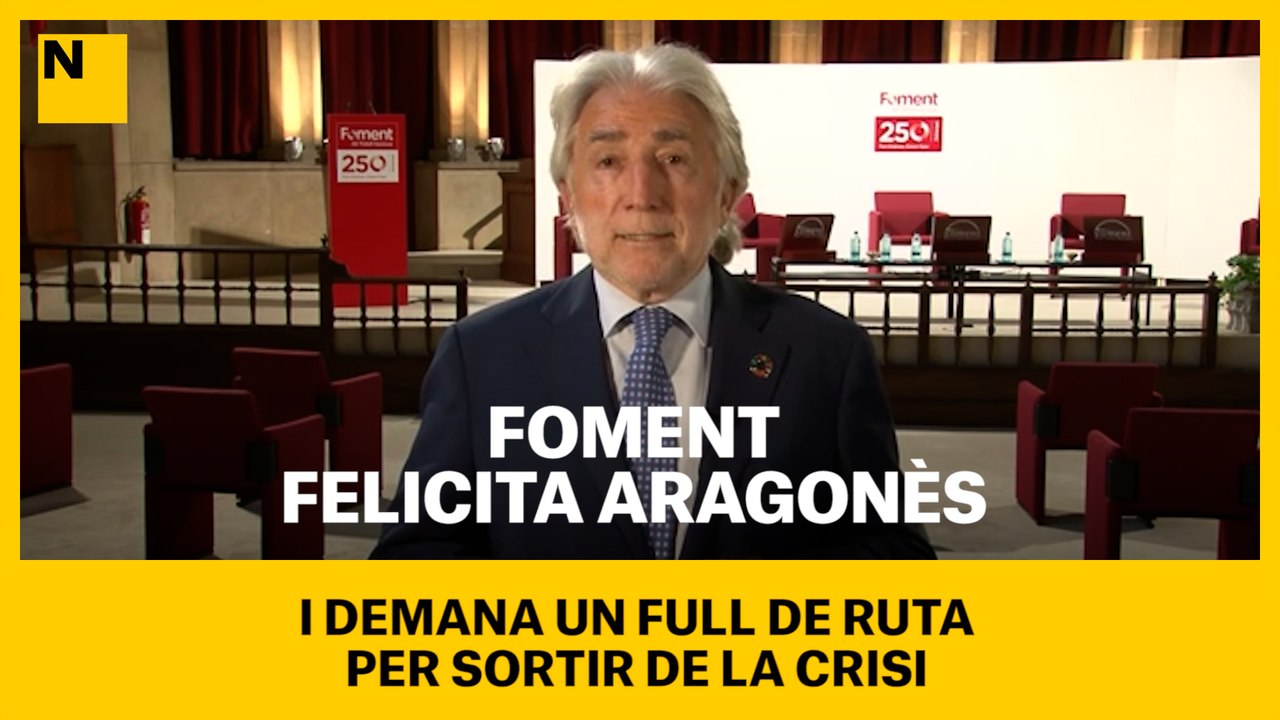 Foment felicita Aragonès i li demana un full de ruta per sortir de la crisi