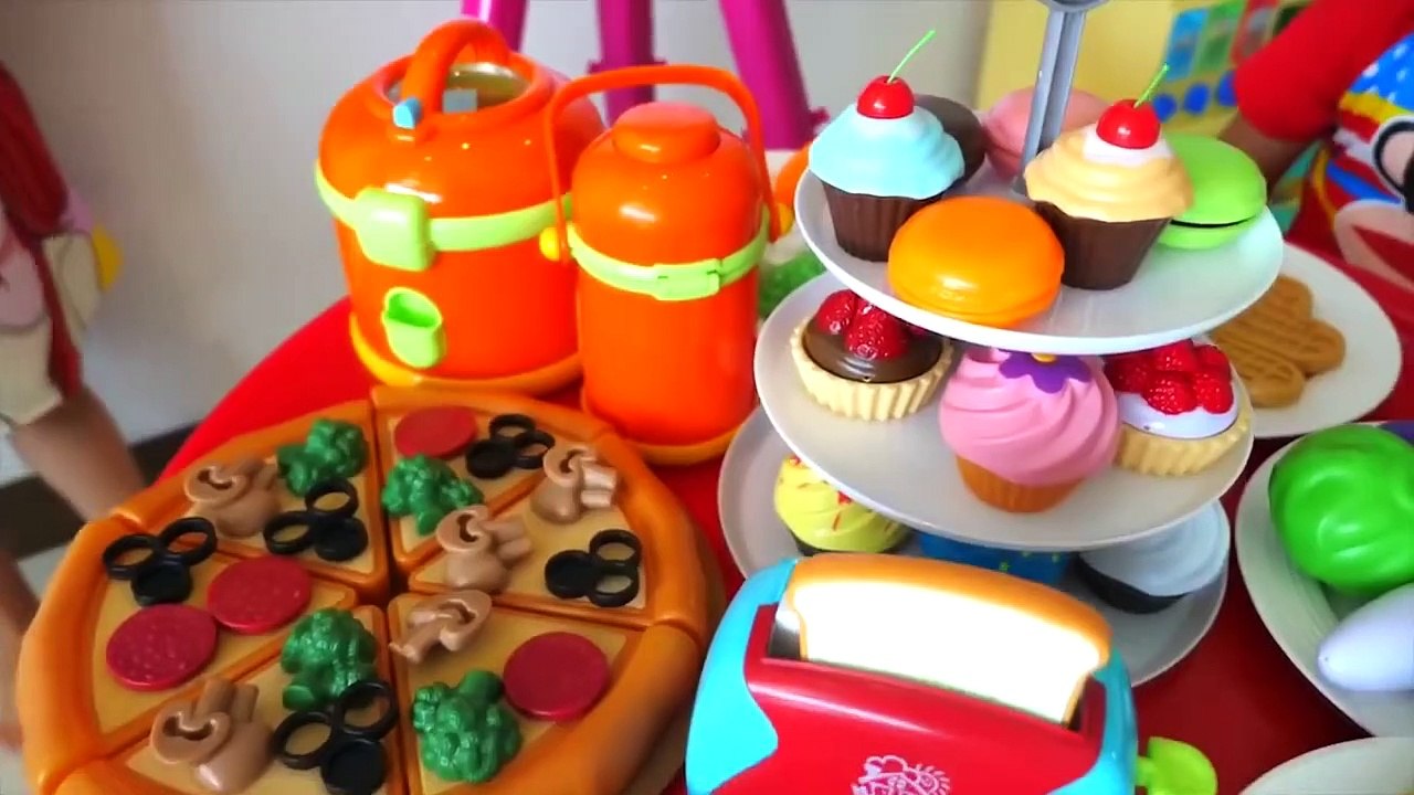 Diana pretend cooking with new cheap kitchen toy