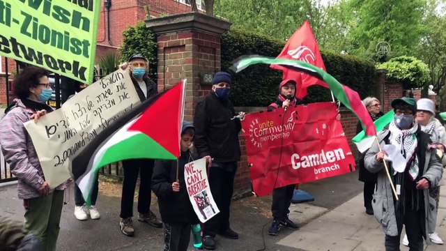 LONDRA - İsrail'in Londra Büyükelçiliği rezidansı önünde protesto gösterisi düzenlendi