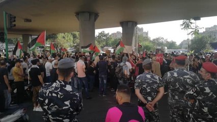 Lübnan'da, İsrail'in Mescid-i Aksa ve Gazze'ye yönelik saldırılarına karşı gösteri düzenlendi