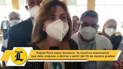 Raquel Peña sobre docencia Ya nosotros expresamos que debe empezar a abrirse a partir del 25 de manera gradual