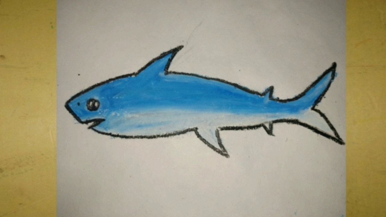 Baby shark  drawing by pastel colour