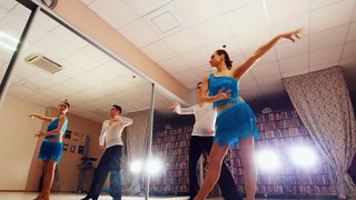 Winsome Latin Dance By A Blue Skirt Beauty And Her Partner | Licensed Footage