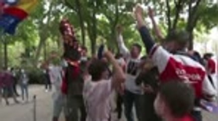 38e j. - Les fans de l'Atlético fêtent le titre dans les rues de Madrid