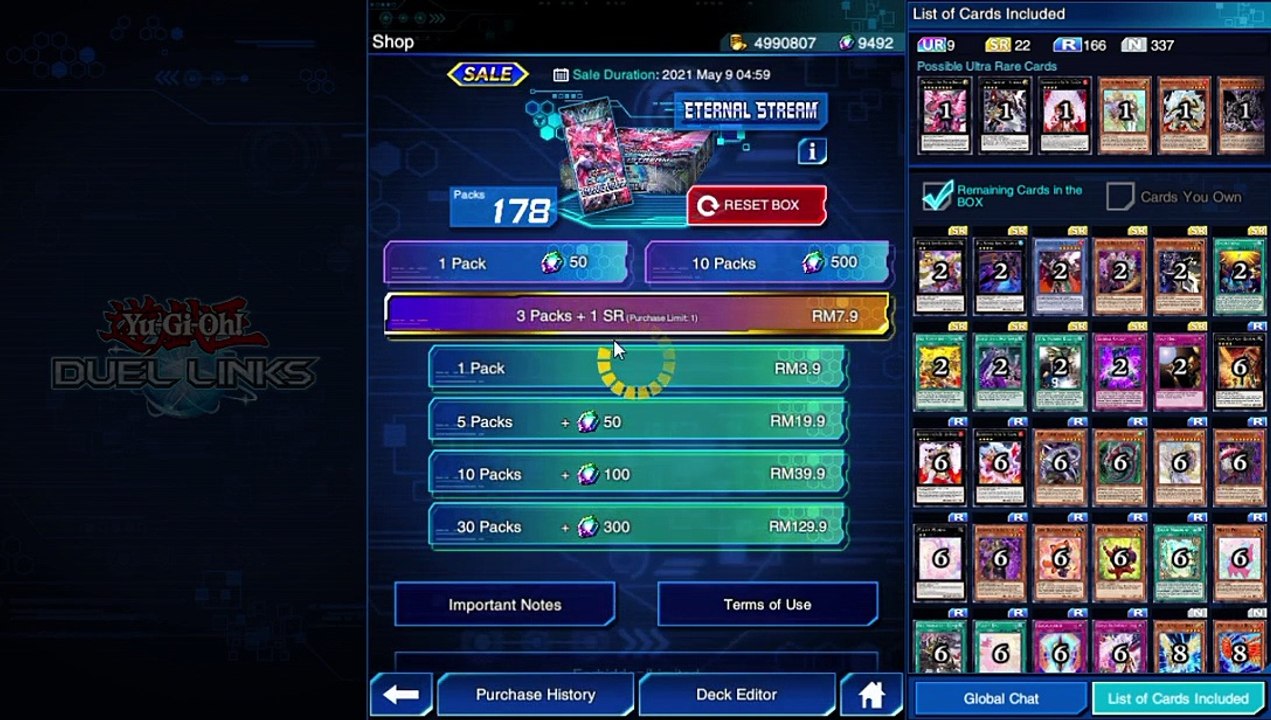 YuGiOh Duel Links - Eternal Stream - No.34 Main Box Unbox!!!