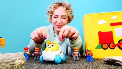 Çocuklar için araba oyunları. Sihirli kutu - İnşaat arabaları çıkartalım! Lego o