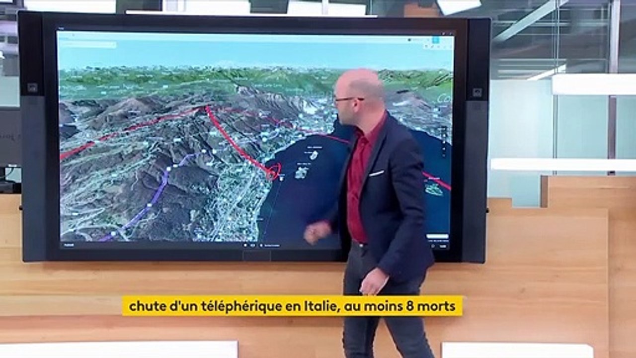 Italie - Chute d'un téléphérique à Stresa, dans le Piémont :  L'accident serait dû à la rupture d'un câble, sur la partie la plus haute du parcours