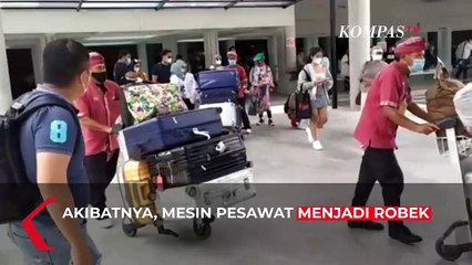 Pesawat Batik Air Tabrak Garbarata di Bali, Mesin Pesawat Robek