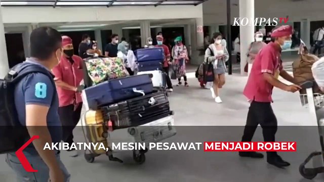 Pesawat Batik Air Tabrak Garbarata di Bali, Mesin Pesawat Robek
