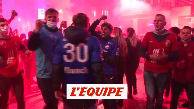 La joie des supporters lillois - Foot - L1 - Losc