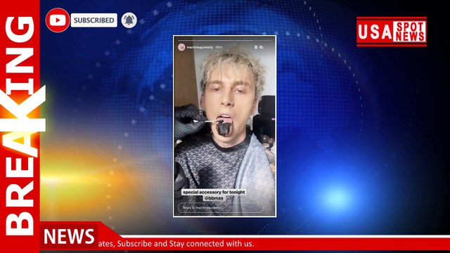 Machine Gun Kelly paints tongue nasty black for Billboard Awards 2021