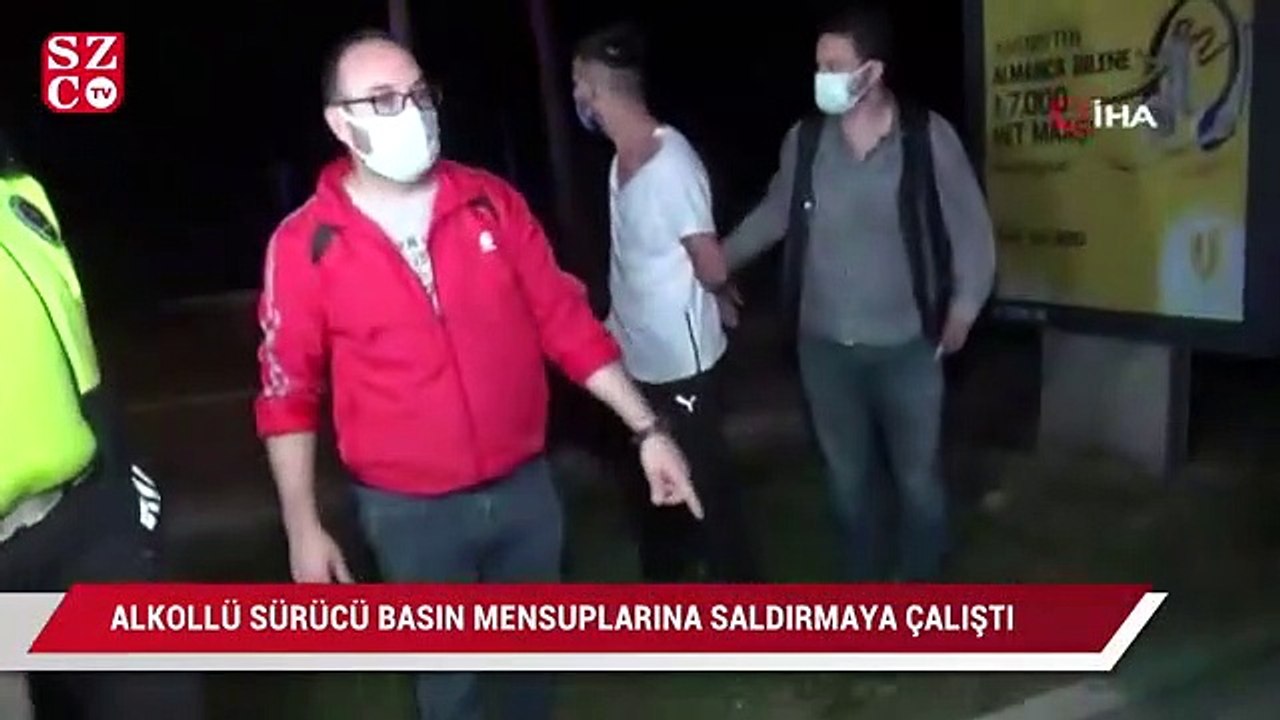 Alkollü sürücü kaza yaptı basın mensuplarına saldırmaya çalıştı