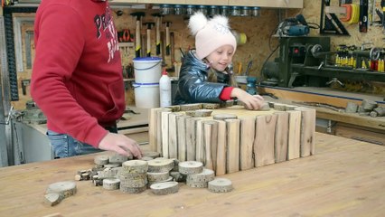 Walnut logs side table