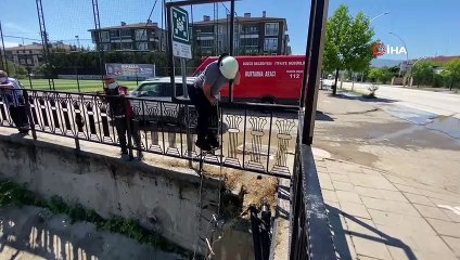 Köpek korkusundan sığındığı köprü altında mahsur kaldı