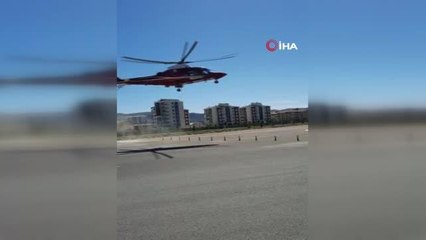 Hava ambulansı anjiyo olması gereken yaşlı adam için havalandı