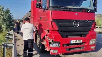 Yakıtı bitince yolda kalan otomobile tır çarptı: 1 yaralı