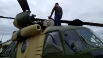 Sahile zorunlu iniş yapan Azerbaycan'a ait askeri helikopterdeki arıza giderildi