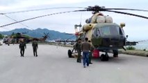 GİRESUN - Sahile zorunlu iniş yapan Azerbaycan'a ait askeri helikopterdeki arıza giderildi