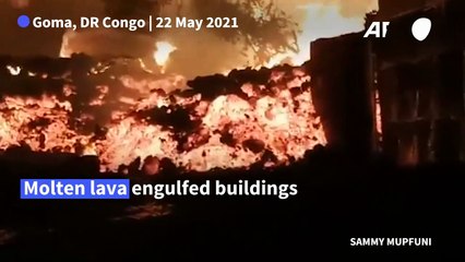 Lava approaches houses in DR Congo volcano eruption