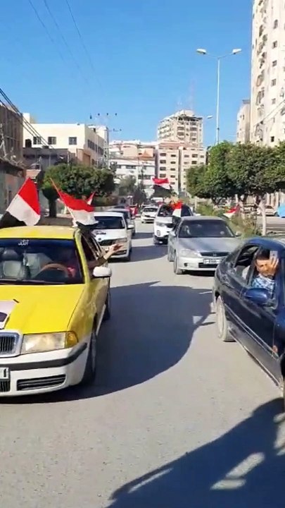 مسيرة بقطاع غزة تعبيرا عن الشكر لمصر علي جهودها في وقف اطلاق للنار وارسال مساعدات للقطاع