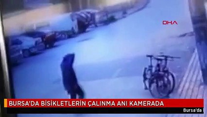 BURSA'DA BİSİKLETLERİN ÇALINMA ANI KAMERADA