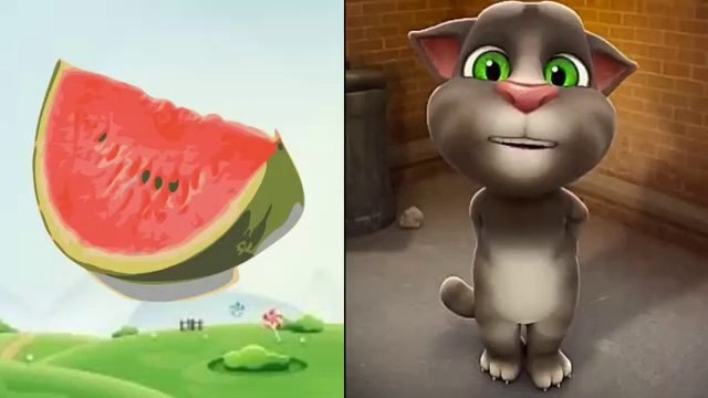 تعليم النطق للاطفال واسماء الفاكهة والخضروات والحلويات مع القط المتكلم توم Talking Tom Cartoon