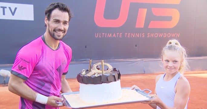 11-year-old prodigy Ksenia Efremova joins Fabio Fognini in celebrating his 34th b​irthday