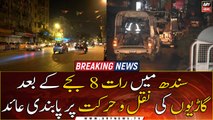 Vehicles banned in Sindh after 8 pm
