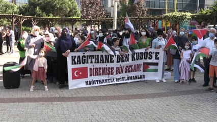 İSTANBUL - İsrail'in Filistinlilere yönelik saldırıları Kağıthane’de protesto edildi