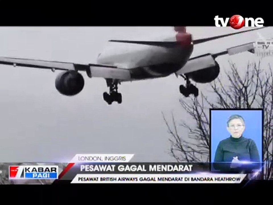 Badai Ciara, Pesawat Jet British Airways Gagal Mendarat