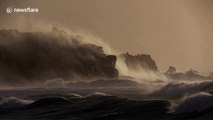 Storm Ciara: 200-ft high waves pummel cliffs in Cornwall