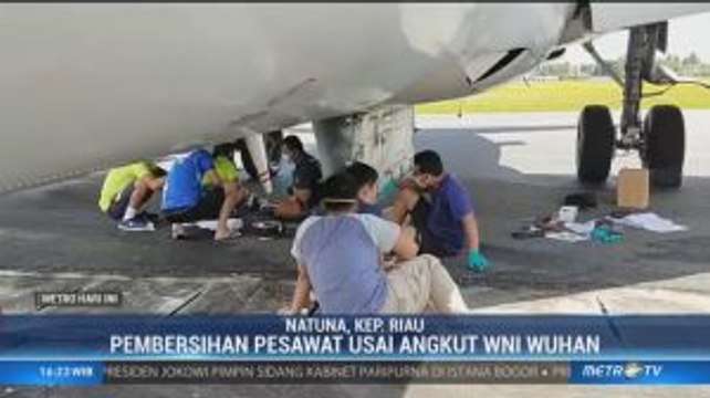 Pesawat TNI AU Pengangkut WNI dari Wuhan Disterilkan