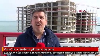 Ordu'da o binaların yıkımına başlandı