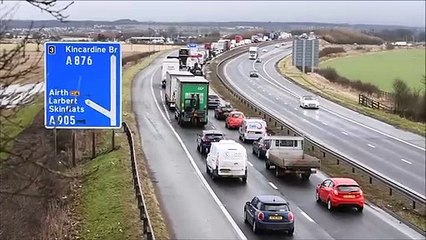 The Queensferry Crossing detour slow-moving traffic along the M9 and M876 towards the Kincardine Bridge