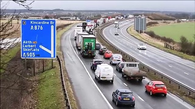 The Queensferry Crossing detour slow-moving traffic along the M9 and M876 towards the Kincardine Bridge